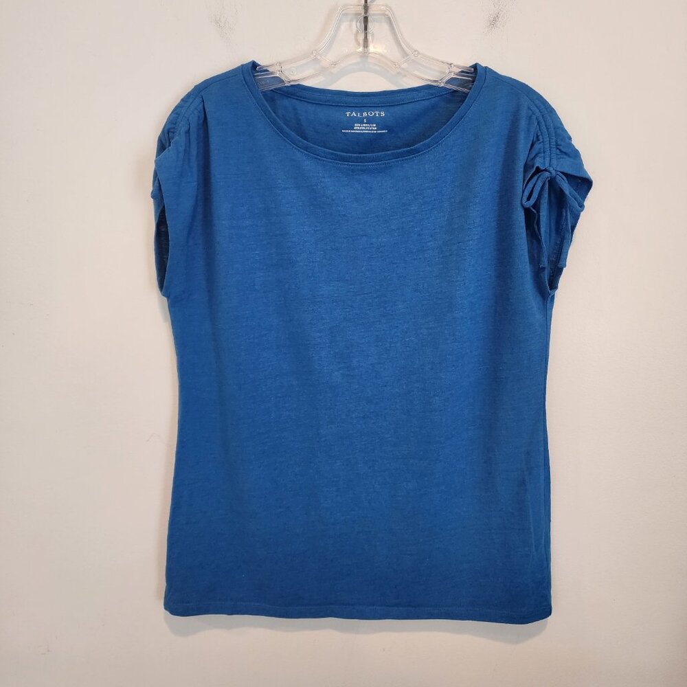 Talbots Linen Blend Tie Shoulder Tee, Size S, EUC
